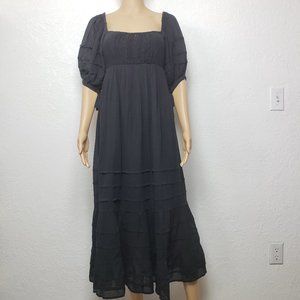 Free People Let's Be Friends Black Maxi Dress with Square Neckline
